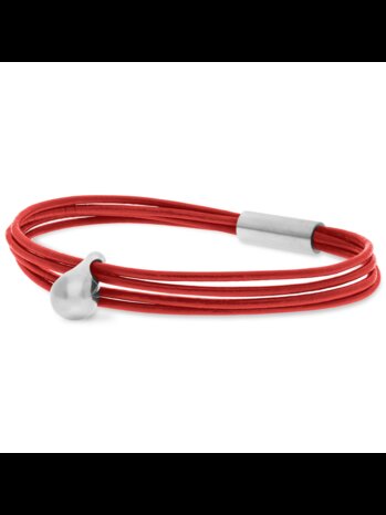 charm armband rood van Tadblu- zilver 